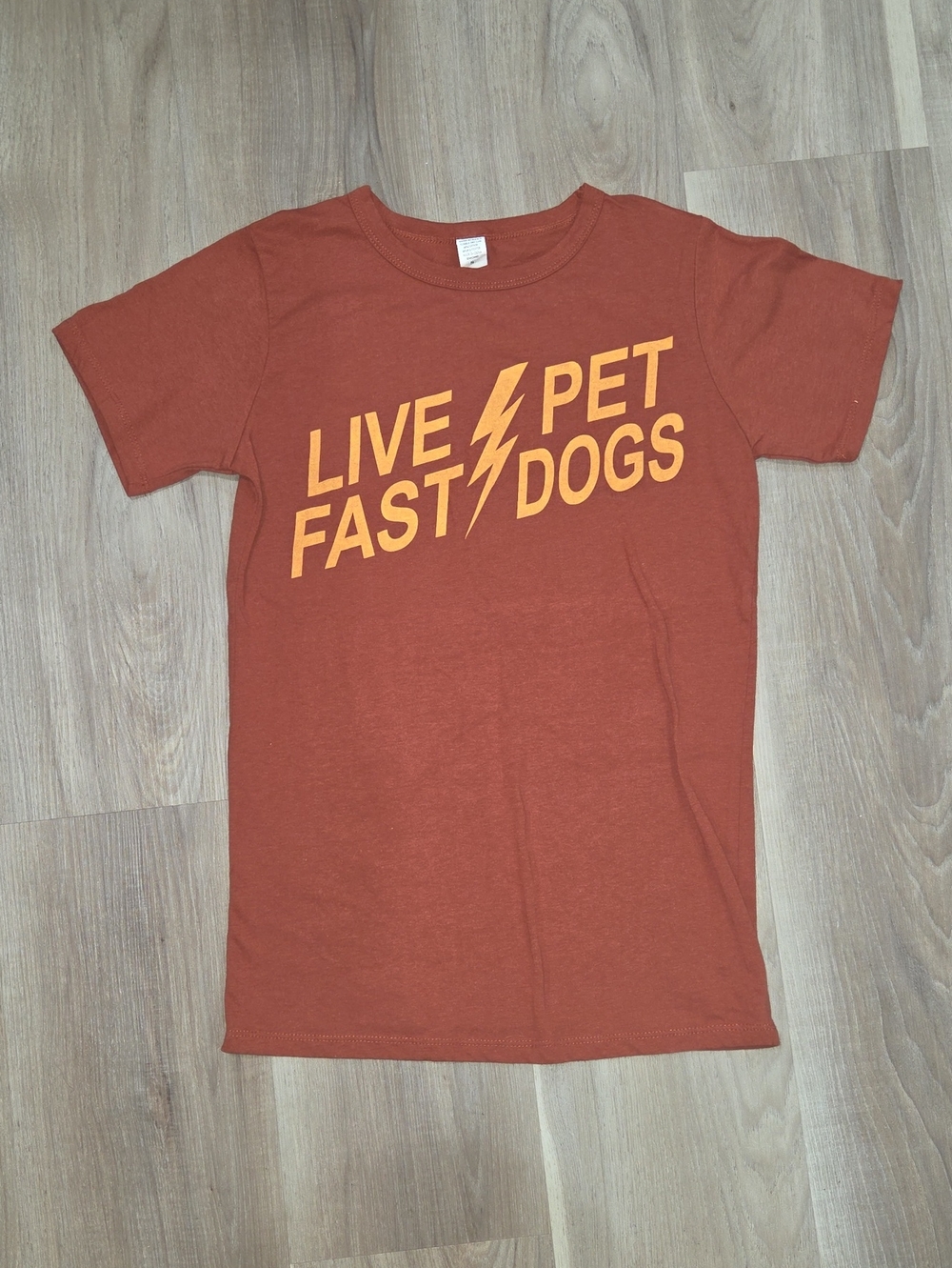 Little Girls "Live Fast/Pet Dogs" Orange Short Sleeve Tee